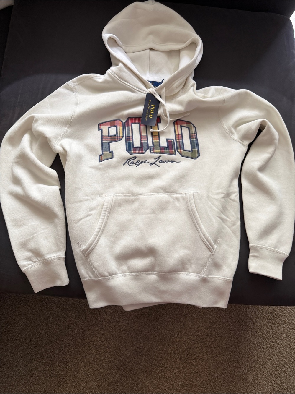 Polo by Ralph Lauren white Hoodie with Plaid POLO Logo